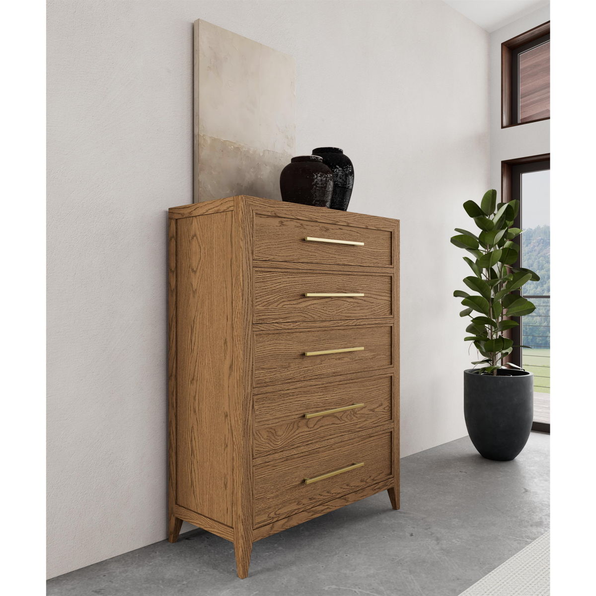 Halbrooke - 5 Drawer Chest - Light Brown - Image 2