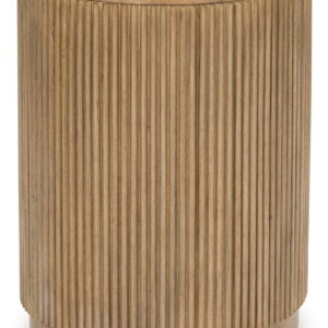 Camdill - Round End Table - Light Brown / White