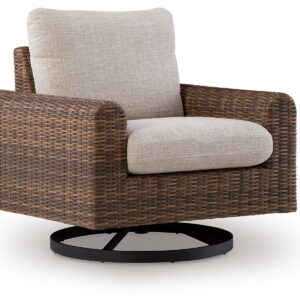 Dolan Creek - Swivel Lounge With Cushion - Gray / Brown