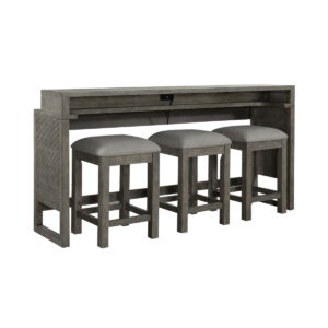 Bartlett Field - 4 Piece Living Room Set (Console Bar Table & 3 Console Stools) - Dusty Taupe