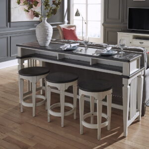 Allyson Park - 4 Piece Dining Room Set - Wirebrushed White / Charcoal