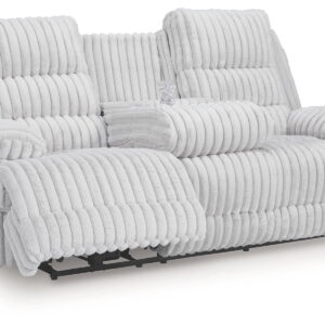 Rhines Falls - Reclining Power Sofa With Drop Down Table - Alloy