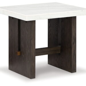 Burkhaus - Rectangular End Table - White / Dark Brown