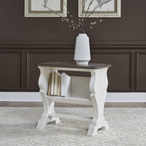 Abbey Road - Library Chair Side Table - Porcelain White / Churchill Brown