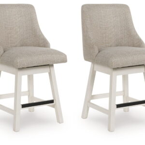 Robbinsdale - Upholstered Swivel Curved Back Barstool (Set of 2) - Antique White
