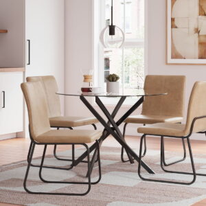 Pharwynn - 5 Pc. - Dining Room Table, 4 Side Chair - Black