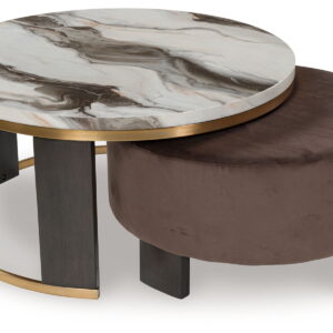 Jazmore - Nesting Cocktail Tables (Set of 2) - Brown / Brass Finish