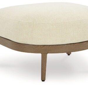 Serene Bay - Ottoman With Cushion - Dark Brown / White