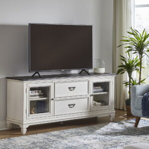 Allyson Park - Entertainment TV Stand - Wirebrushed White / Charcoal