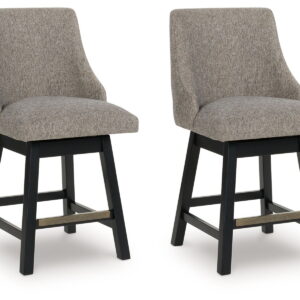 Neymorton - Upholstered Swivel Barstool (Set of 2) - Dark Grayish Brown