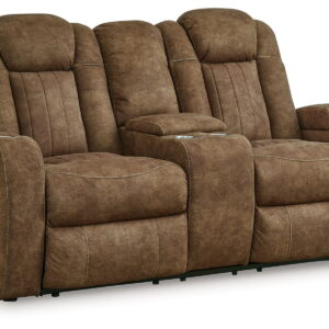 Wolfridge - Power Reclining Loveseat With Console /Adj Hdrst - Brindle