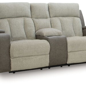 WhipLash - Power Reclining Loveseat With Console / Adj Headrest - Sisal