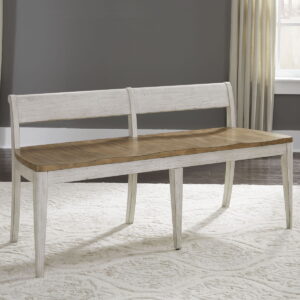 Farmhouse Reimagined - Bench - Antique White / Chestnut Tops