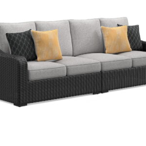 Beachcroft - 2-Piece Outdoor Loveseat with Cushion - Black / Light Gray