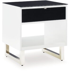 Gardoni - Rectangular End Table - White / Black