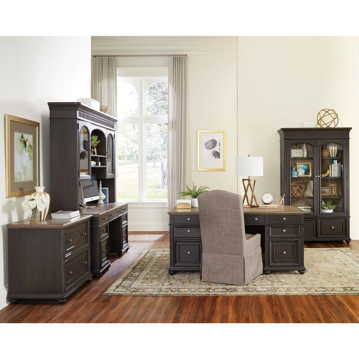 Regency - Executive Desk - Antique Oak / Matte Black - Image 3