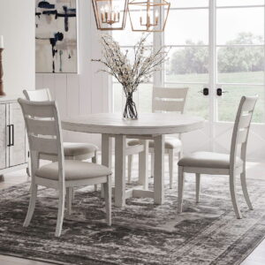 Backroads - 5 Piece Pedestal Table Set - Weathered White & Parchment