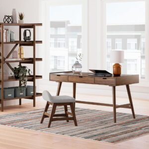 Lyncott - 3 Pc. - Home Office Desk, Chair, Bookcase - Brown