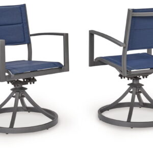 Rocky Creek - Sling Swivel Chair (Set of 2) - Blue / Gray