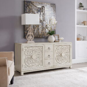 Sundance - 2 Door 3 Drawer Wood Accent Cabinet - Antique Linen