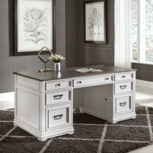 Allyson Park - Desk - Wirebrushed White / Charcoal