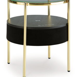 Nedman - Accent Table With Speaker - Black / Gold Finish