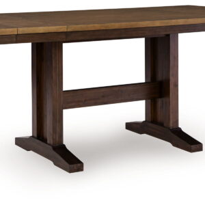 Rylandeen - Rectangular Dining Room Counter Height Extension Table - Light Brown / Dark Brown