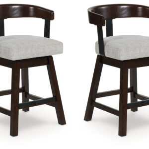 Haddigan - Upholstered Swivel Barstool (Set of 2) - Dark Brown