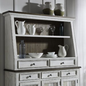 River Place - Angled Server Hutch - Riverstone White & Tobacco