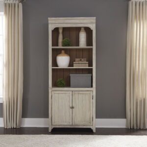 Farmhouse Reimagined - Bookcase - Antique White / Chestnut Tops
