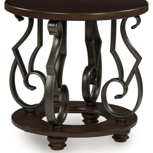 Frallyn - Round End Table - Dark Brown