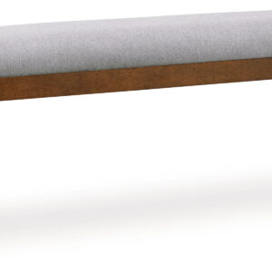 Lyncott - Large Upholstered Dining Room Bench - Gray / Brown