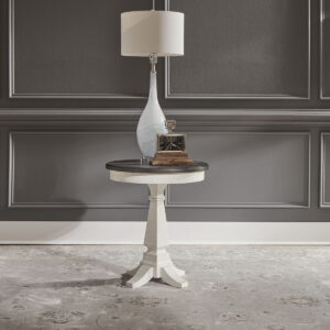 Allyson Park - Chair Side Table - Wirebrushed White / Charcoal