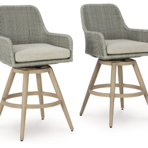 Seton Creek - Barstool With Cushion (Set of 2) - Beige / Gray