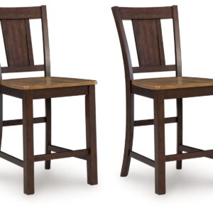 Rylandeen - Barstool (Set of 2) - Light Brown / Dark Brown