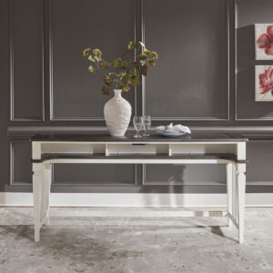 Allyson Park - Console Bar Table - Wirebrushed White / Charcoal