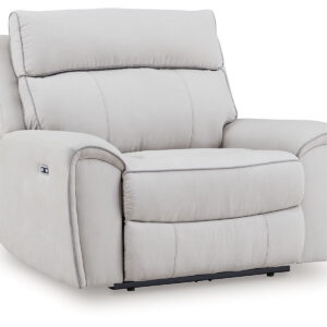 Social Pointe - Power Recliner / Adjustable Headrest - Pearl / Ash