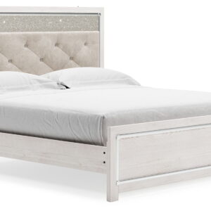 Altyra - King Panel Bed With Upholstered Headboard - White