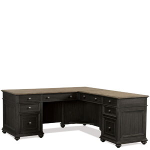Regency - L-Desk and Return - Antique Oak / Matte Black