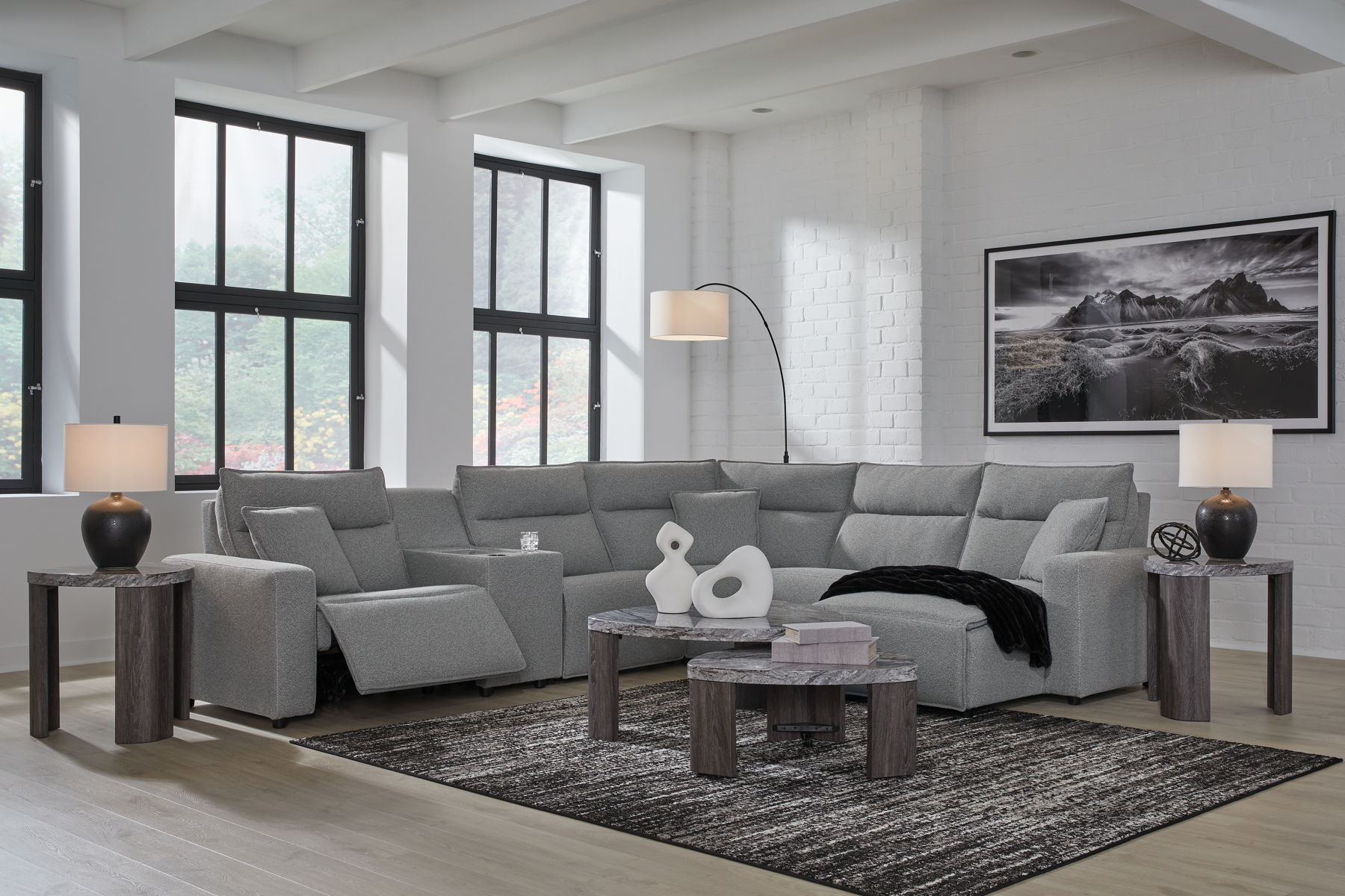 Modmax II - Reclining Sectional - Salt And Pepper - Image 2