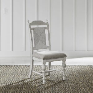 River Place - Panel Back Side Chair (RTA) - Riverstone White & Tobacco