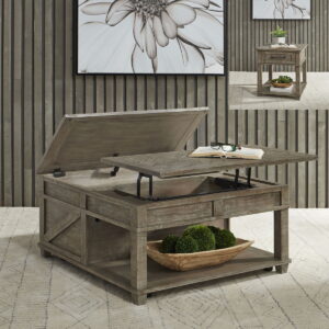 Parkland Falls - 3 Piece Table Set (1 Lift Top Cocktail Table 2 End Tables) - Weathered Taupe