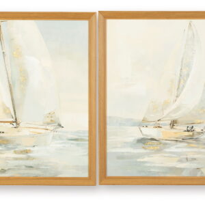 Winbrook - Wall Art Set (Set of 2) - Gray / Tan / Gold Finish