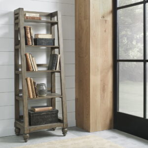 Americana Farmhouse - Wood Leaning Pier Bookcase - Dusty Taupe