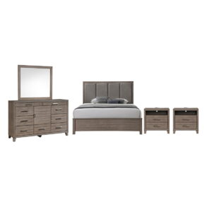 Harrisburg - 6/6 Eastern King 5 Piece Bedroom Set (Bed, Dresser, Mirror, 2 Nightstands) - Dark Gray
