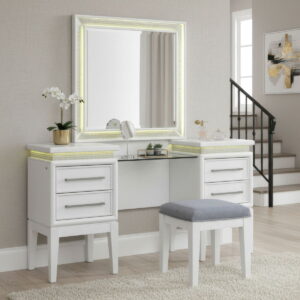 Reflections - 3 Piece Vanity Set - Pearl White & Rhinestone
