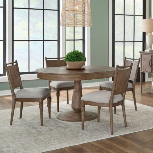 Hickory Grove - 5 Piece Pedestal Table Set - Heirloom Brown