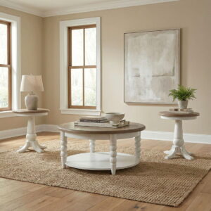 Turnberry Park - Opt 3 Piece Set (Cocktail Table And 2 End Tables) - Washed White