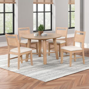 Sable Crest - 5 Piece Round Dining Table & 4 Chairs - Natural