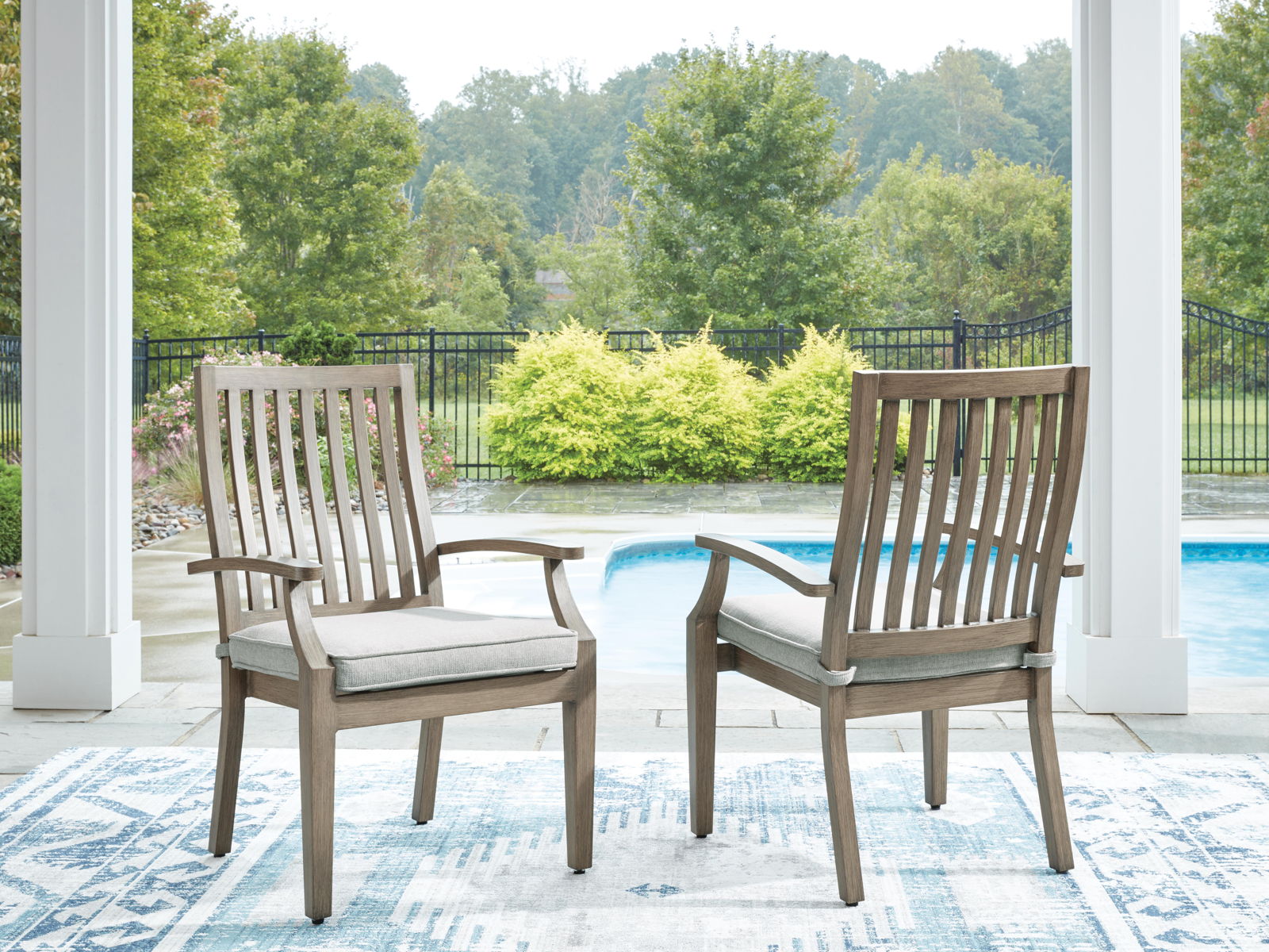 Rainier Ranch - Arm Chair With Cushion (Set of 2) - Brown / Beige - Image 8